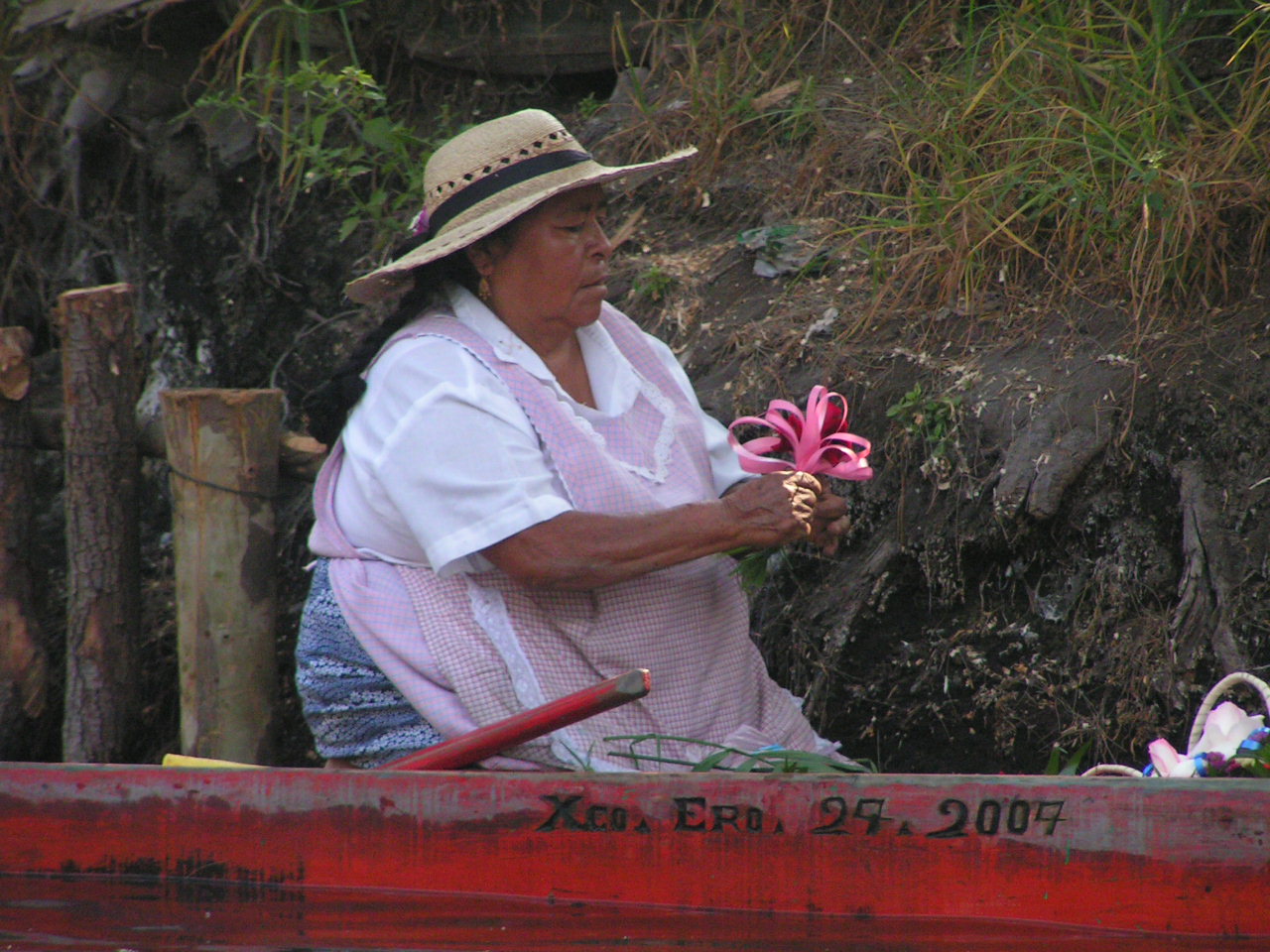 Lady selling flowers in Xochimilco, Mexico